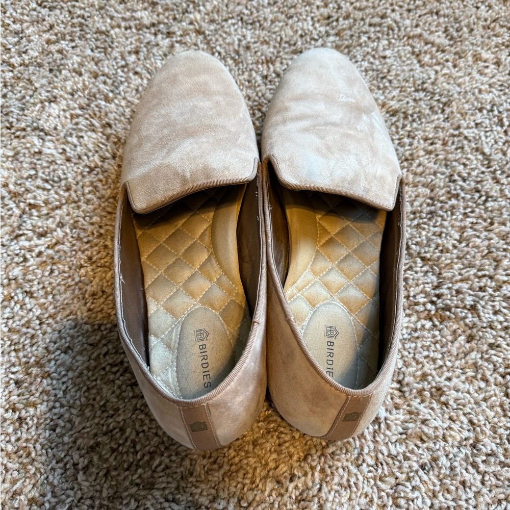BIRDIES Suede Women’s Slip-On Taupe Loafers - Picture 5 of 6